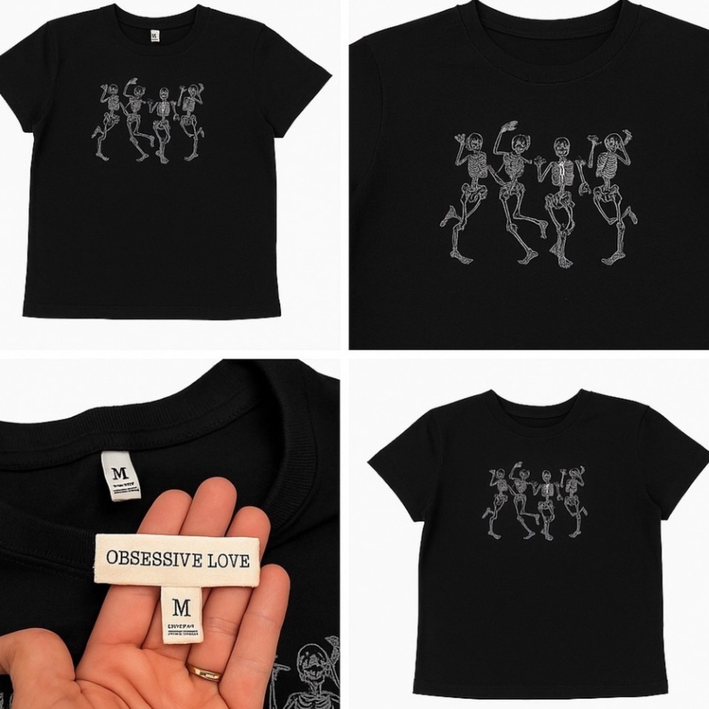 Obsessive Love Dancing Skeleton Graphic Tee – Size M